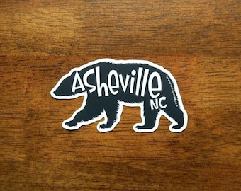 Pegatina del Oso de Asheville / Tamaño para vehículo / Carolina del Norte / Vinilo resistente a la intemperie / Largo: 4,5 pulgadas
