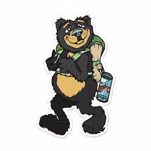 Backpacking Bear Sticker | Length 4.25 Inches | by Sprouted Scribbles