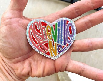 Pegatina de corazón con purpurina de Asheville