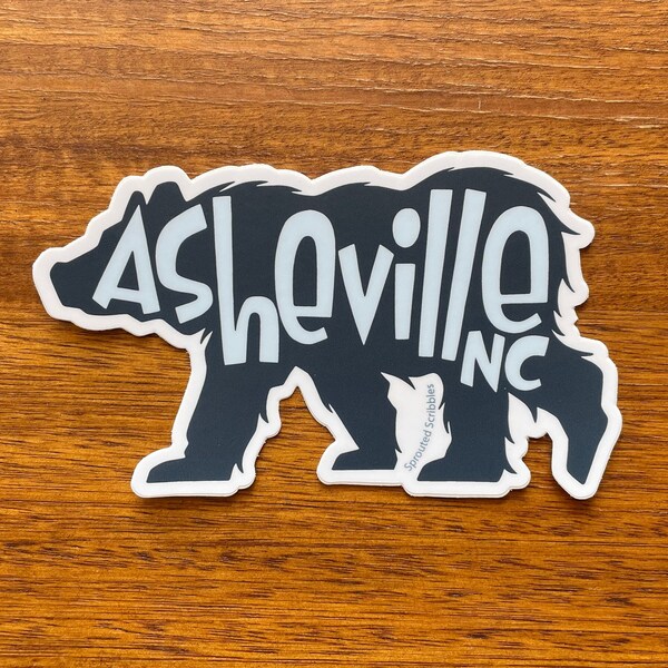 Pegatina de Asheville - 3.5", 4", 5" Walking Bear Calcomanía NC Travel Animal Impermeable Vinilo Calcomanía Carolina del Norte Portátil Botella de Agua Pegatina Regalo