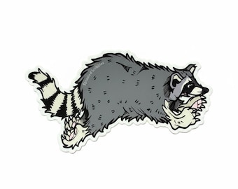 Leaping Raccoon Sticker | Hand Drawn Character | Weatherproof Vinyl Decal | by Sprouted Scribbles