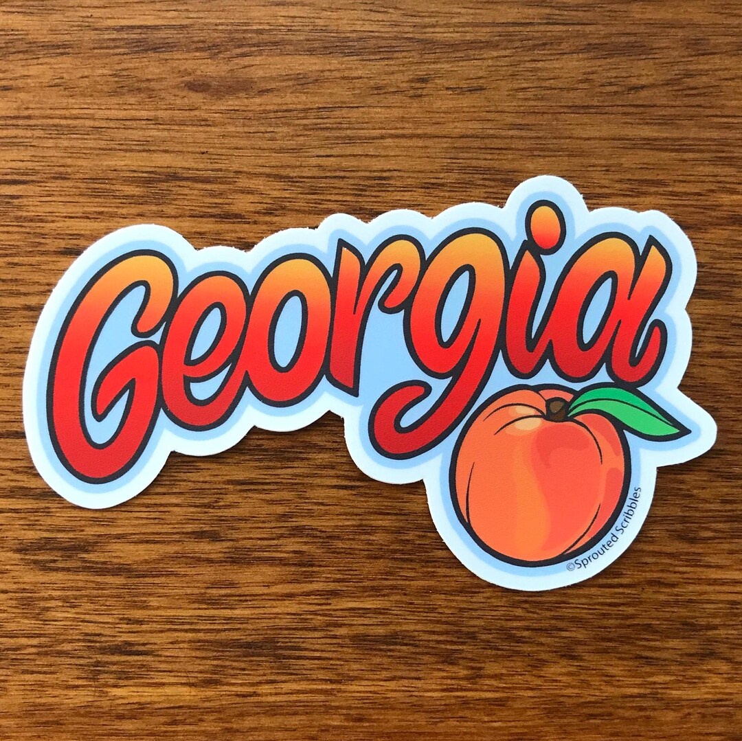 Georgia Peach Sticker | Hand Drawn Lettering | Weatherproof Vinyl - Etsy