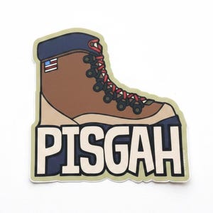 Pisgah Hiking Boot VEHICLE SIZED Sticker | North Carolina Forest | Length 4 Inches