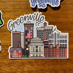 Greenville Sticker SC - 3.2" to 4.5" South Carolina Downtown City ...