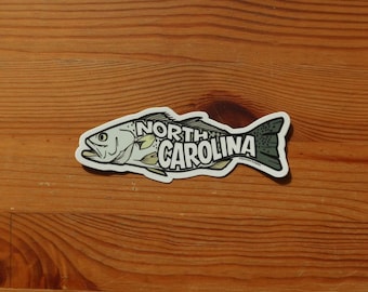 North Carolina Fish VEHICLE SIZED Sticker | Spotted Trout Fishing Decal | Weatherproof Vinyl | Length 5 Inches