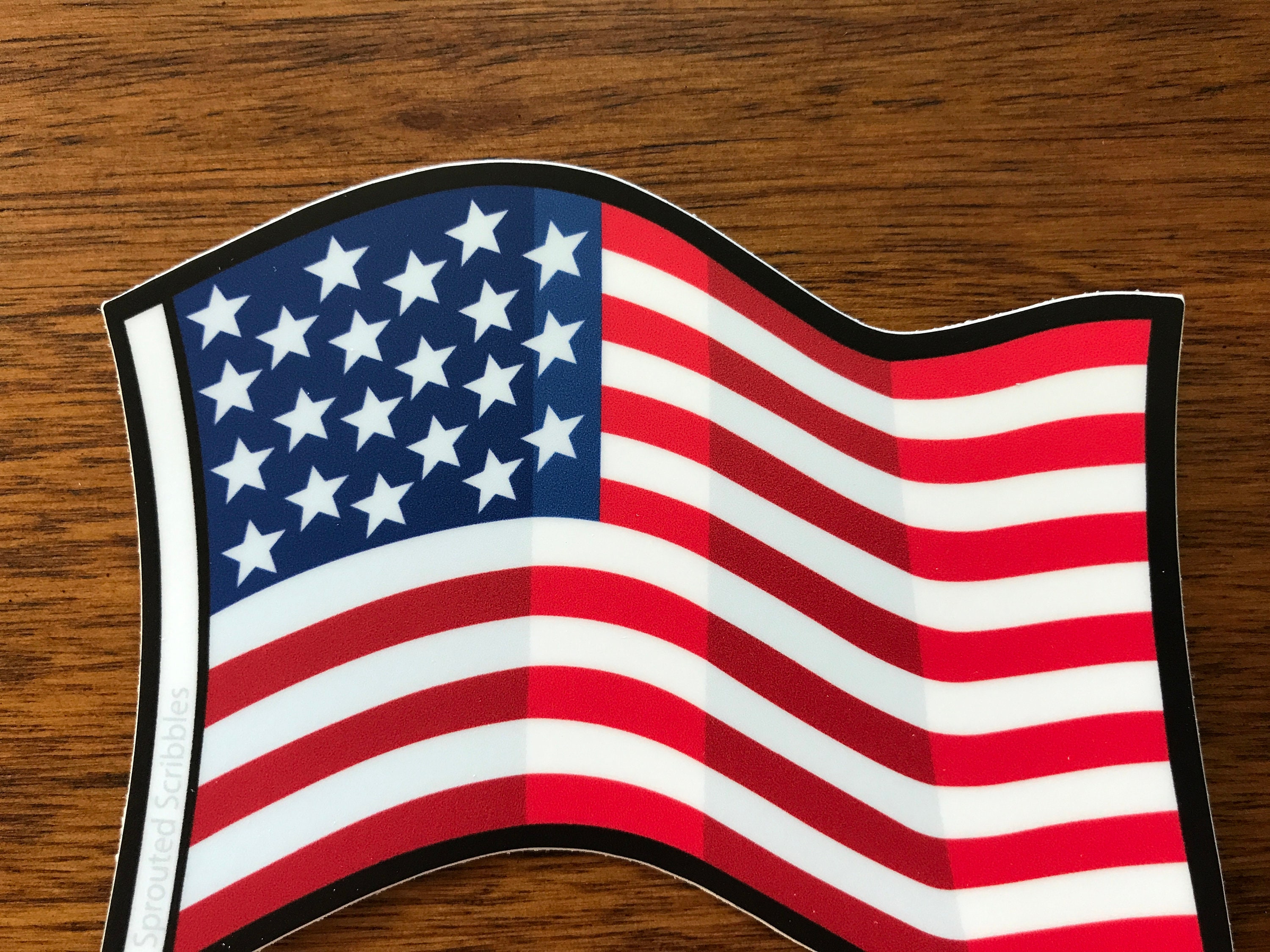 Adesivo Texture di stoffa grossolana con l'immagine della bandiera  americana. 