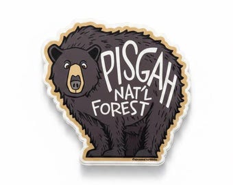 Bärenaufkleber aus dem Pisgah National Forest | Handgezeichnete Vinylfolie (10 cm)