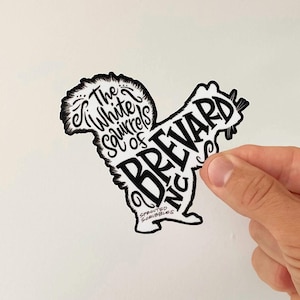 Brevard White Squirrel VEHICLE SIZED Sticker | Length 4 Inches
