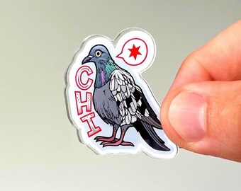 Chicago Pigeon Pin | Acrylic | City Symbol | 1.75 Inches
