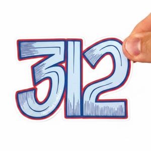 Chicago Sticker | Hand Drawn Numbers | 312 Area Code Decal