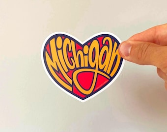 Michigan Heart LAPTOP or WATER BOTTLE Sticker | Weatherproof Vinyl | Length 3 Inches