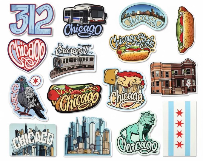 Chicago Stickers | Hand Drawn | Pick and Choose | Waterproof Vinyl Travel Decals | by Sprouted Scribbles