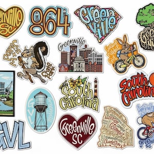 Hand Drawn Greenville SC Stickers | Pick Your Design (3-3.5 Inches)