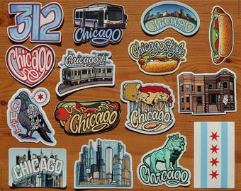 Calcomanía de Chicago / Varios diseños / Vinilo resistente a la intemperie / De 3 a 4,5 pulgadas