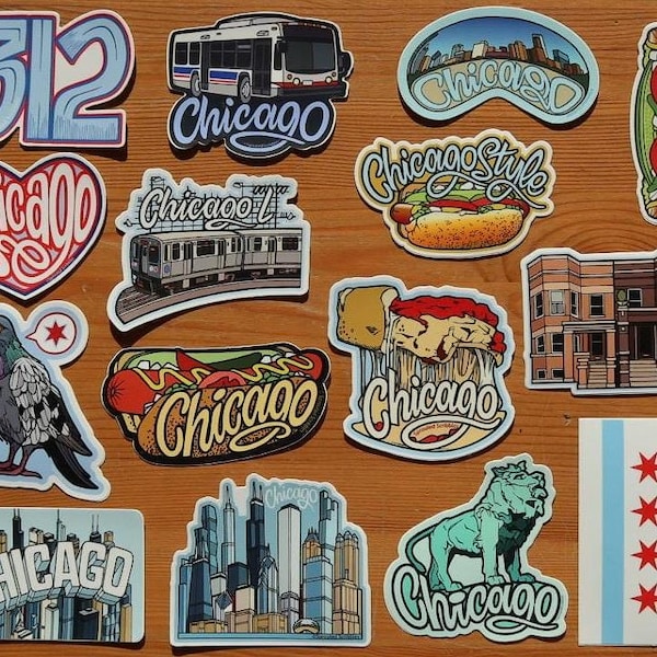 Chicago Sticker | Various Designs | Weatherproof Vinyl Decal | 3 to 4.5 inches
