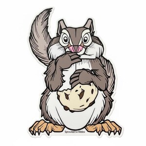 Squirrel with Cookie VEHICLE SIZED Sticker | Waterproof Vinyl | Length 4.25 Inches