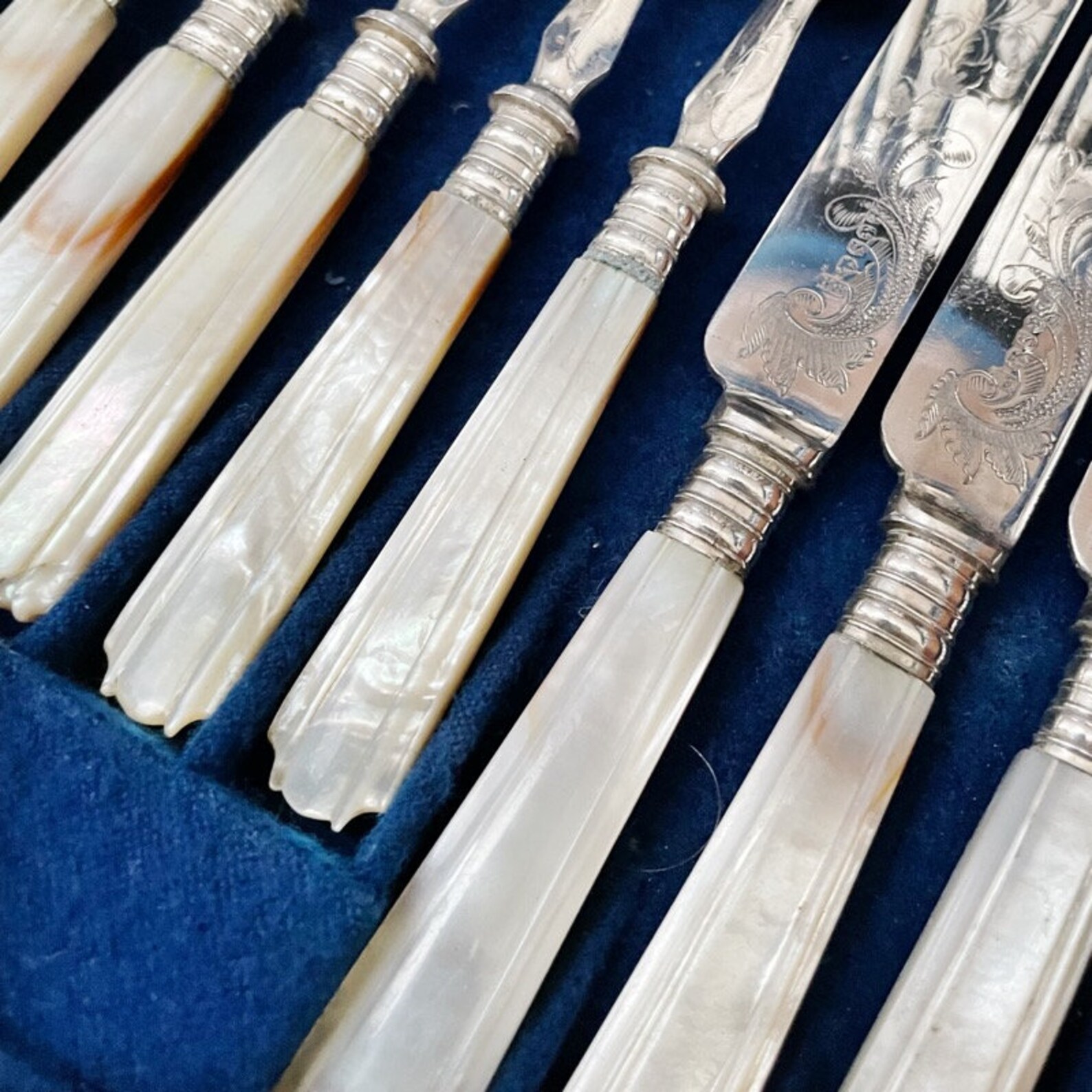 Antique Silver Knives and Forks With Mother of Pearl and Etsy
