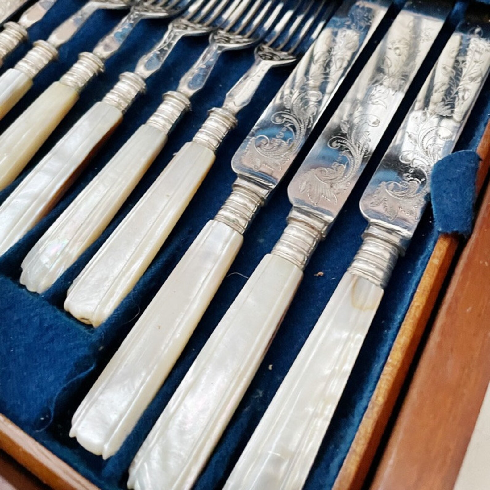 Antique Silver Knives and Forks With Mother of Pearl and Etsy