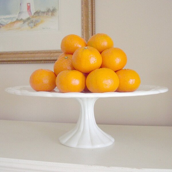 Large Vintage Milk Glass Cake Stand