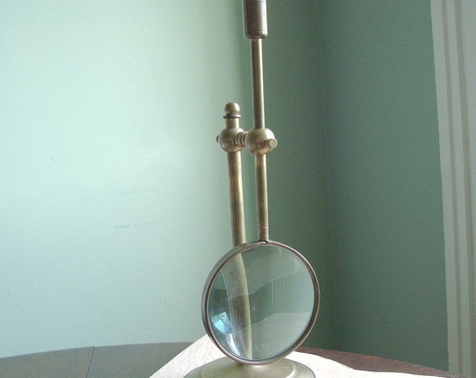 Vintage Brass Magnifying Glass on Stand Etsy
