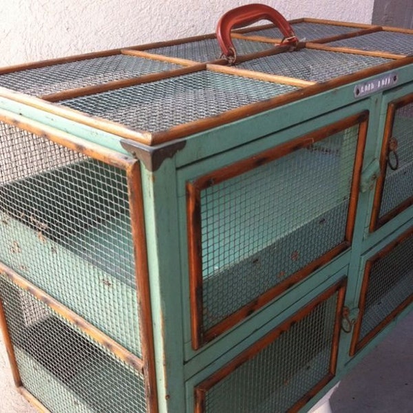 SALE Vintage Green Double Pigeon Loft Cage
