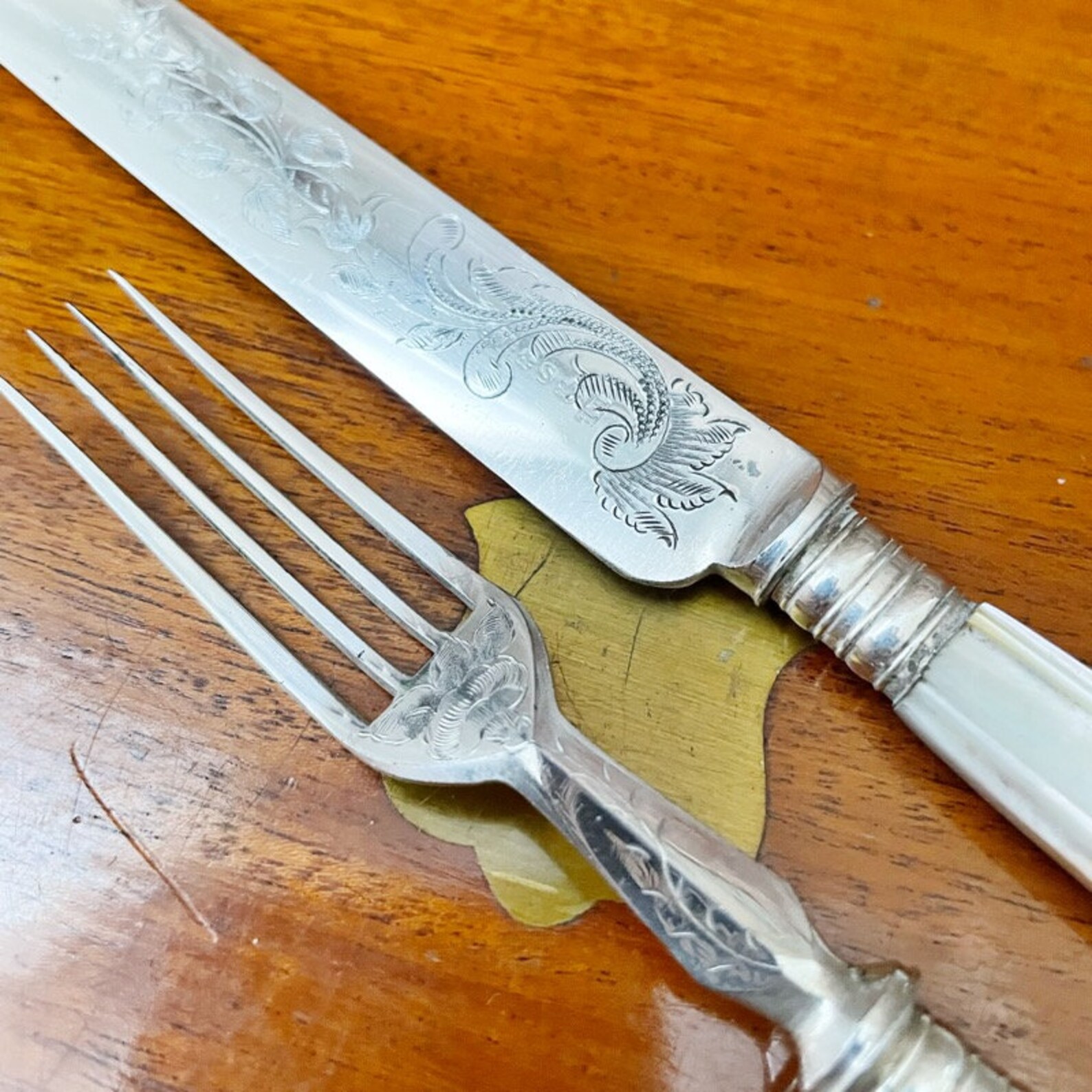 Antique Silver Knives and Forks With Mother of Pearl and Etsy