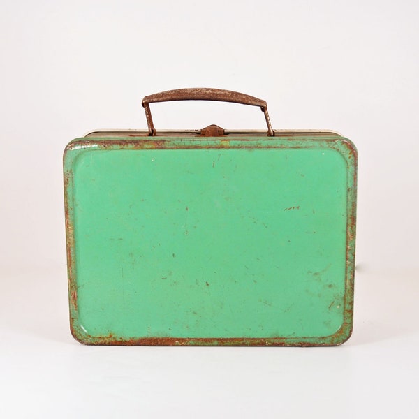Lunch Box - Green Metal Vintage