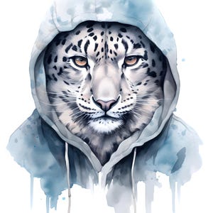 Stryköverföring, Snöleopard med huvtröja, strykmotiv