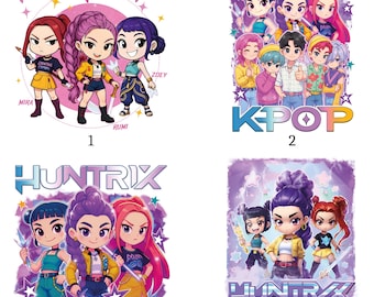 Parche termoadhesivo, KPop Demon Hunters, Huntrix, motivo termoadhesivo