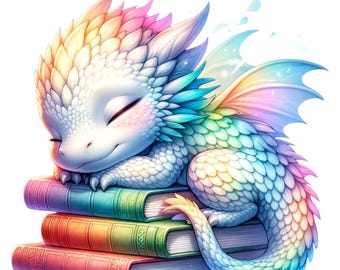 Iron-on image, book dragon, iron-on motif