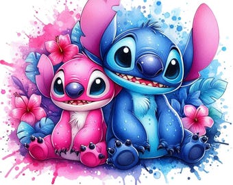 Transfert thermocollant, motif Stitch et Angel