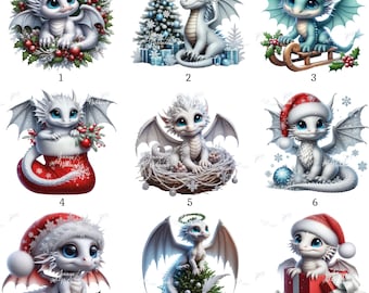 Iron-on transfer, dragon Christmas, dragon boy, iron-on motif
