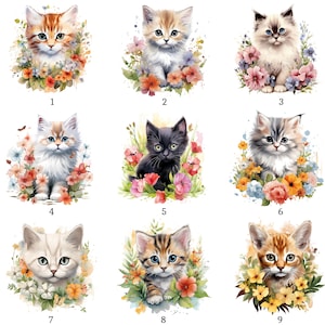 Toppa termoadesiva, gatto con fiori, motivo termoadesivo