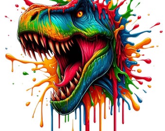 Strijkapplicatie, Dinosaur Splash, T-Rex, strijkmotief