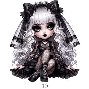 Iron-on patch, gothic girl, iron-on motif