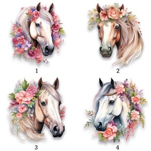 Iron-on patch, horse, floral, iron-on motif