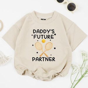 Daddy's Future Partner Baby Romper, Tennis Baby Bodysuit, Sport Baby Outfit, Cute Tennis Baby Romper, Tennis Player Gift, Tennis Fan Romper
