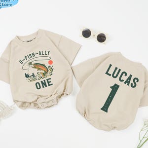 Personalized O-Fish-Ally One Baby Romper, Little Fishing Bodysuit, Crawl Walk Fish Romper, 1st Birthday Baby Outfit, Fishing Birthday Romper