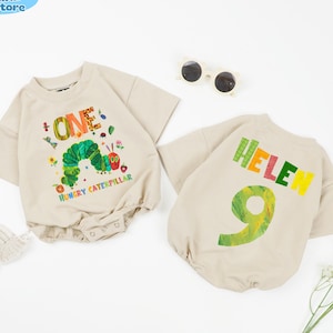 Personalized One Hungry Caterpillar Baby Romper, 1st Birthday Bodysuit, Cute Caterpillar Romper, First Birthday Outfits, One Year Old Romper