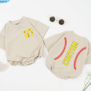 Personalized Softball Baby Romper, Custom Number Softball Bodysuit, Softball Fan Shirt, Softball Team Kids Shirt, Game Day Baby Outfits