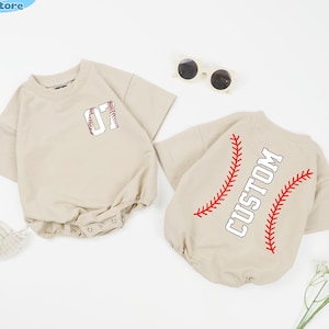 Personalized Baseball Baby Romper, Custom Number Baseball Bodysuit, Baseball Fan Shirt, Baseball Team Kids Shirt, Game Day Baby Outfits