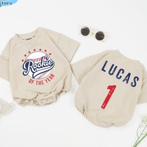 Personalized Rookie Of The Year Baby Romper, Custom Baseball Toddler, Baseball Birthday Bodysuit, Baseball Boys Shirt, Gameday Baby Outfit