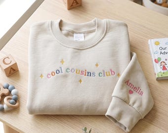 Embroidered Personalized Cool Cousins Club Shirts, Cousin Crew Announcement, Custom Family Reunion Outfit, Trendy Cousins Toddler Sweater.