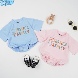 Personalized Twins Baby Romper, Custom Baby Name Romper, Funny Twins Baby Bodysuit, Cute Twins Matching Outfits, Twins Baby Shower Gift
