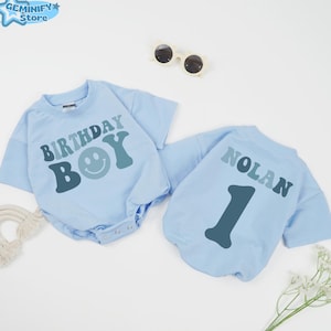 Personalized Birthday Boy Baby Romper, Blue Birthday Romper, Baby Boy Birthday Bodysuit, 1st Birthday Outfit, Boys Birthday Toddler