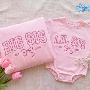 Embroidered Sister Matching Shirt, Big Sister Little Sister Shirt, Sibling Matching Outfit, New Baby Announcement, Promoted To Sister Shirt