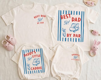 Personalized Dad And Baby Matching Shirt, Golf Themed Matching Shirts, Best Dad By Par Shirt, Dad's Little Caddie Romper, Golf Lover Gift