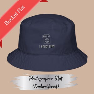 Embroidered Bucket Hat Photography Gift Trendy Hat Summer Accessory, Casual Wear for Photographers Outdoor Photography, Gifts for Him/Her