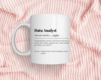 Data Analyst Definition Mug, Spreadsheet Sorcerer, Corporate Gift
