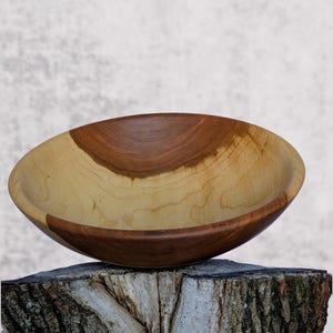 Hand-Turned Cherry Wood Bowl: 9&quot; Salvaged Wood Serving Dish